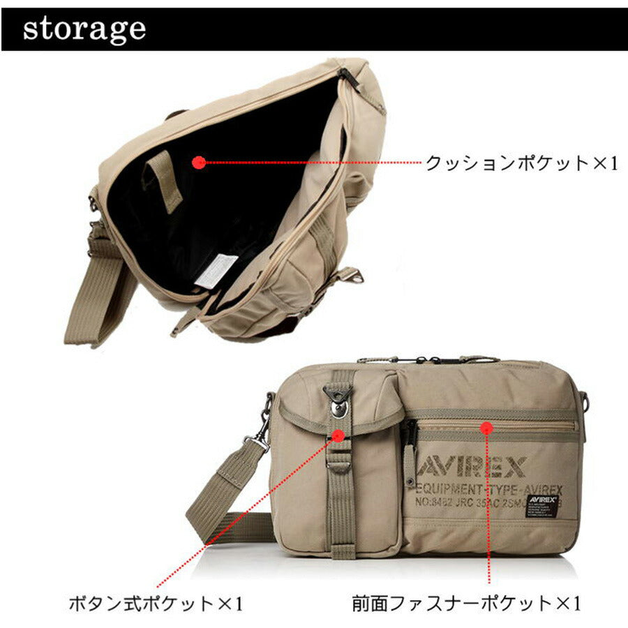 AVIREX アビレックス AVX3522 イーグル EAGLE 2WAYショルダーバッグ ショルダー ボディバッグ メンズ ミリタリー 斜め掛け 一泊 二泊 旅行 鞄 軽量 キャンバス アウトドア ジム レジャー フェス おしゃれ 人気 父の日
