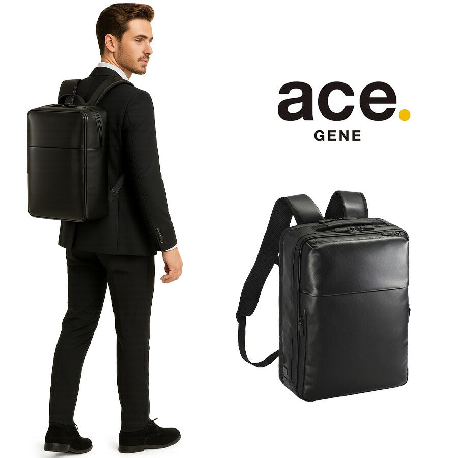 【ace.GENE】 68662 ガジェタブルWR2 リュック 14L ビジネス リュックサック A4対応 PC用ポケット 撥水 かばん バッグ メンズ  ギフト プレゼント ブラック