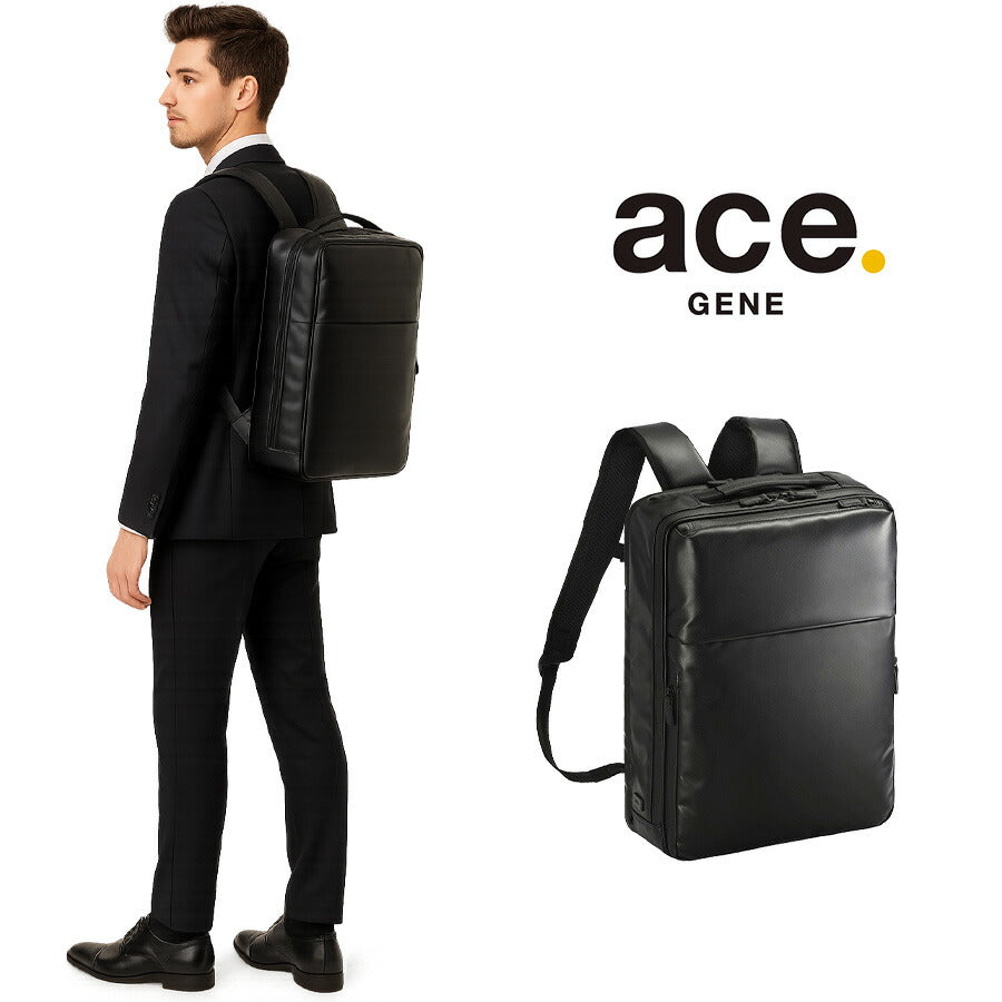 【ace.GENE】 68663 ガジェタブルWR2 リュック 16L ビジネス リュックサック A4対応 PC用ポケット 撥水 かばん バッグ メンズ  ギフト プレゼント ブラック