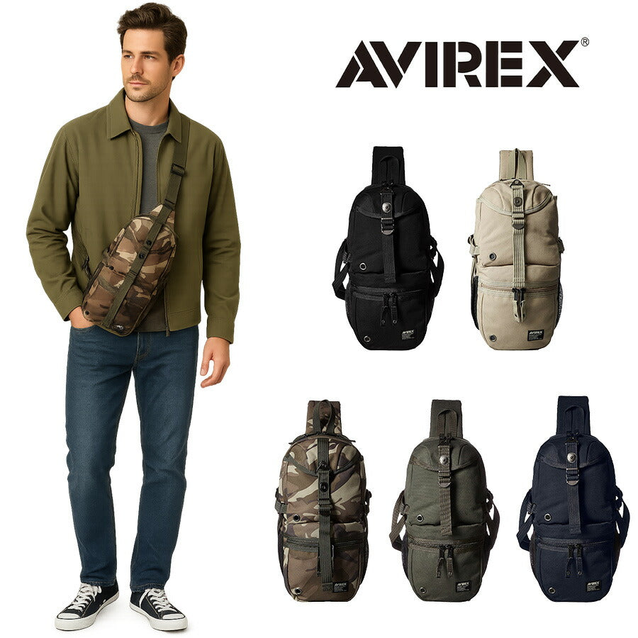AVIREX アビレックス AVX305L イーグルシリーズ EAGLE ボディバッグ　ショルダーバッグ メッセンジャーバッグ ミリタリー 鞄 迷彩 軽量 アウトドア 撥水 キャンバス タウン レジャー プレゼント おしゃれ 　人気
