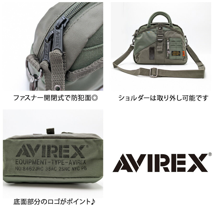 【AVIREX】 avx3527m イーグル限定モデル ミニボストン ショルダーバッグ 2WAY ミリタリー メンズ アヴィレックス 鞄 斜め掛け かっこいい カーキ 軽量 父の日