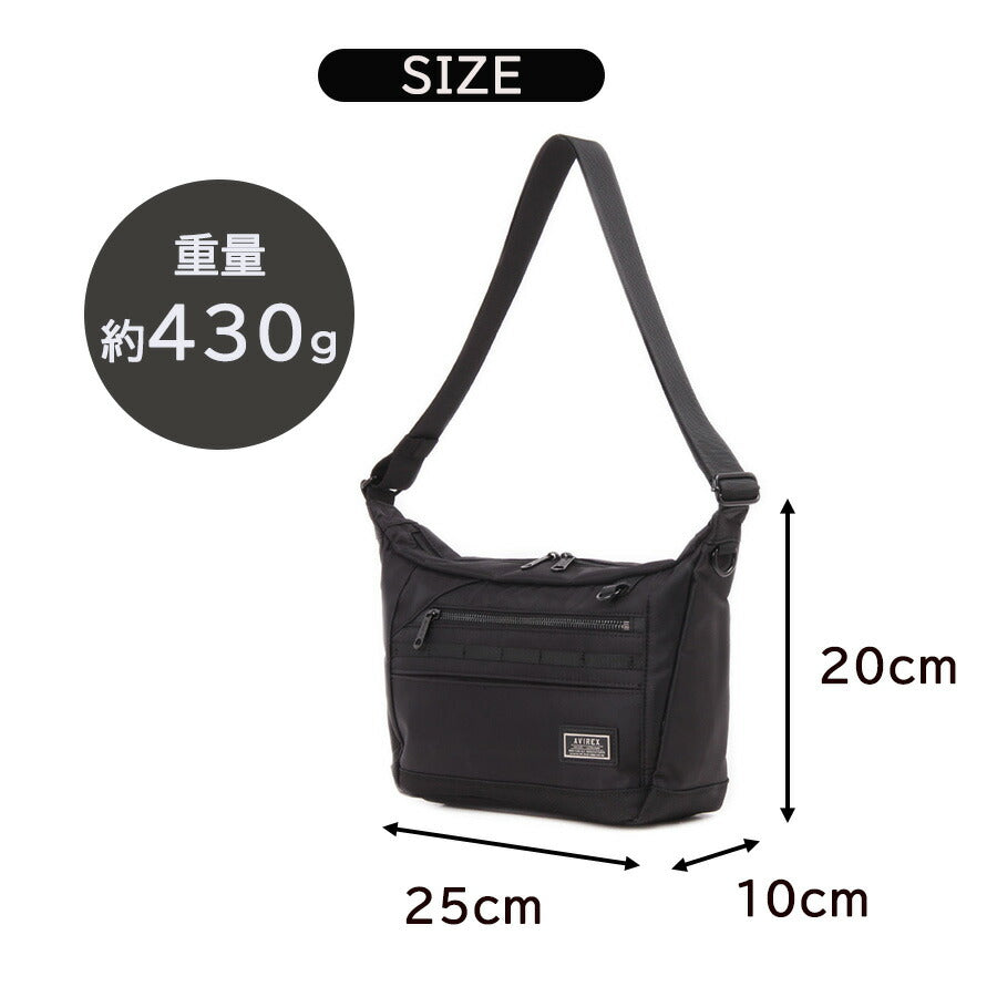 AVIREX ax2052 ソリッド ショルダーバッグ 斜め掛け 鞄 カバン かばん バッグ 普段使い 使いやすい ミリタリー メンズ プレゼント ギフト ブラック 父の日