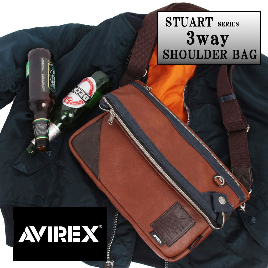 AVIREX ax5003 スチュアート 3WAYショルダー 斜め掛け 鞄 カバン かばん バッグ 普段使い 使いやすい ミリタリー メンズ プレゼント ギフト ブラック 父の日