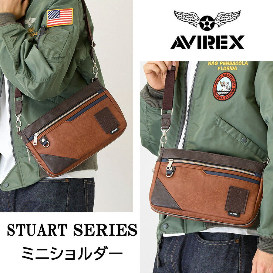 AVIREX ax5006 スチュアート ミニショルダー 斜め掛け 鞄 カバン かばん バッグ 普段使い 使いやすい ミリタリー メンズ プレゼント ギフト ブラック 父の日