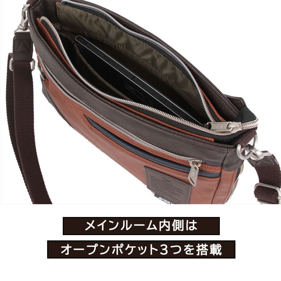 AVIREX ax5006 スチュアート ミニショルダー 斜め掛け 鞄 カバン かばん バッグ 普段使い 使いやすい ミリタリー メンズ プレゼント ギフト ブラック 父の日