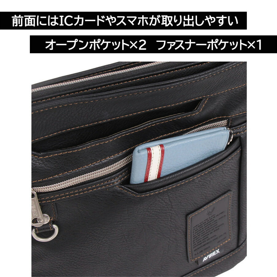 AVIREX ax5007 スチュアート タテ型ショルダー 斜め掛け 鞄 カバン かばん バッグ 普段使い 使いやすい ミリタリー メンズ プレゼント ギフト ブラック 父の日