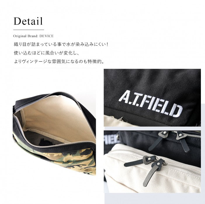 【レターパック配送/日時指定不可】DEVICE×A.T.FIELD　オーガナイズ　2way ショルダーポーチ　ASH20049　エヴァ　斜め掛け　ポーチ　バッグインバッグ　クラッチ　帆布　おしゃれ　人気　送料無料