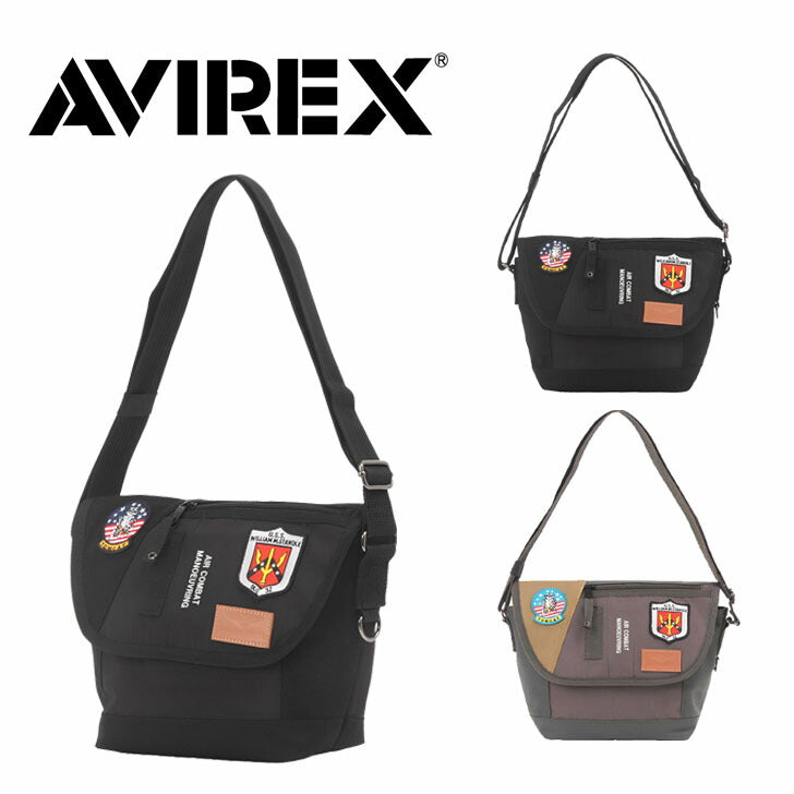 AVIREX アヴィレックス アビレックス ショルダーバッグ AVX3520Jトップガン TOPGUN トムキャット イーグル メンズ レディース  オールシーズン 全2色 ブラック カーキ 撥水 キャンパス地