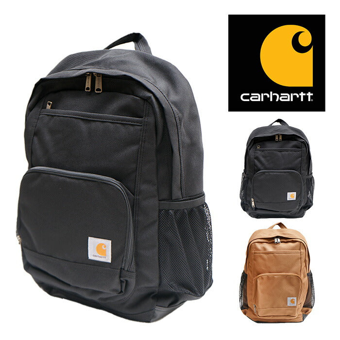 carhartt カーハート 23L バックパック B0000275 Single Compartment Backpack  ノートパソコン 通勤 通学 ジム 部活 スポーツ 合宿  600D ポリエステル 撥水加工 ブラック カーハートブラウン  リュック  カジュアル リュックサック CB0275