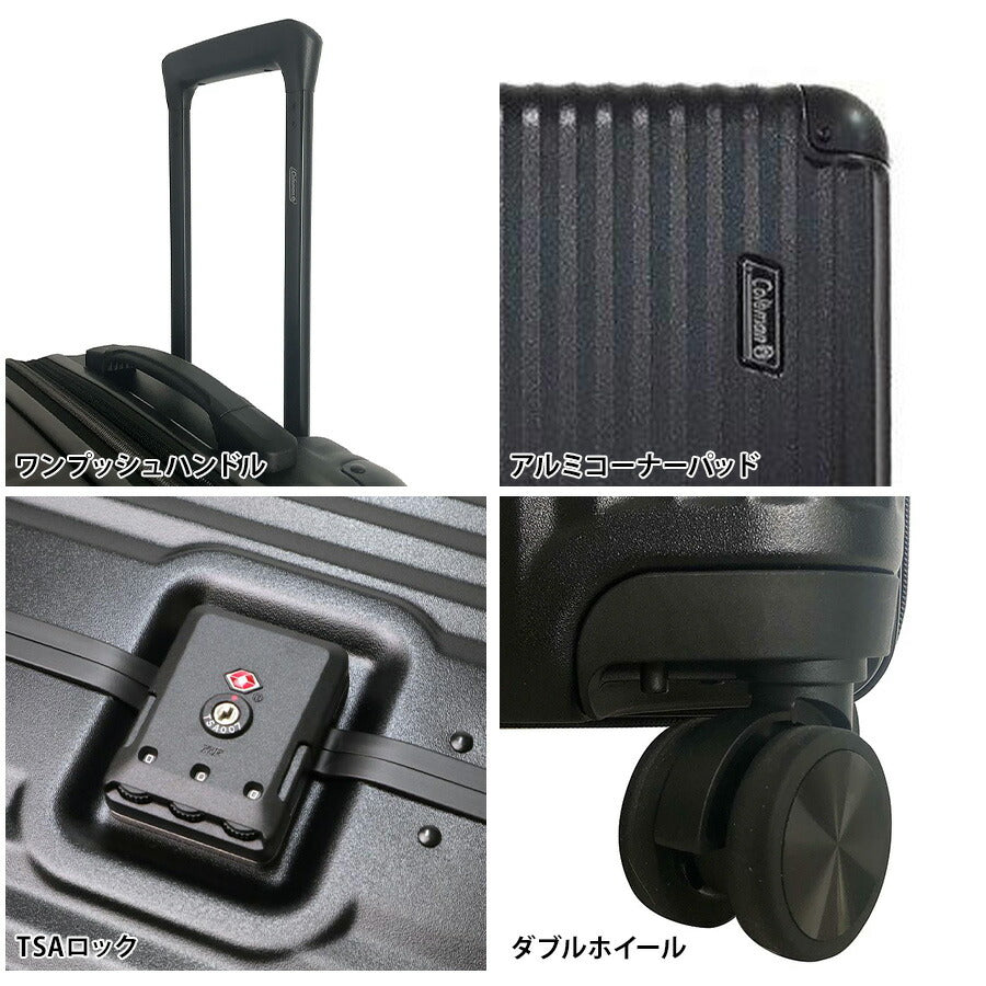 【Coleman】 60001 フレームキャリー 92L スーツケース ダブルホイール TSAロック ユニセックス 出張 宿泊 旅行 大容量 ジッパータイプ プレゼント ブラック
