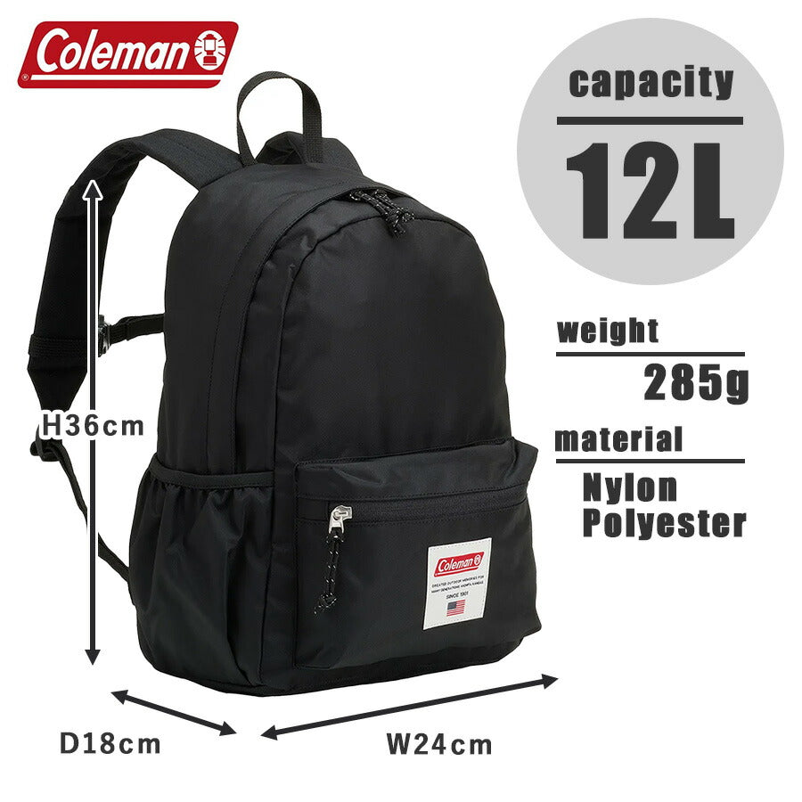 【Coleman】 kids006 デイパックミニ かばん バッグ リュック キッズ ジュニア シンプル コールマン 登園 通学 小学生 ユニセックス プレゼント ギフト ブラック