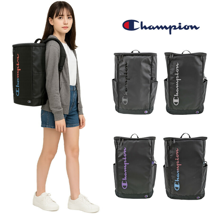 【Champion】リュック 大容量 63972 33L スクエアバックパック リュック 大容量 リュックサック かばん バッグ 通学 部活 中高生 ユニセックス  ギフト プレゼント ブラック