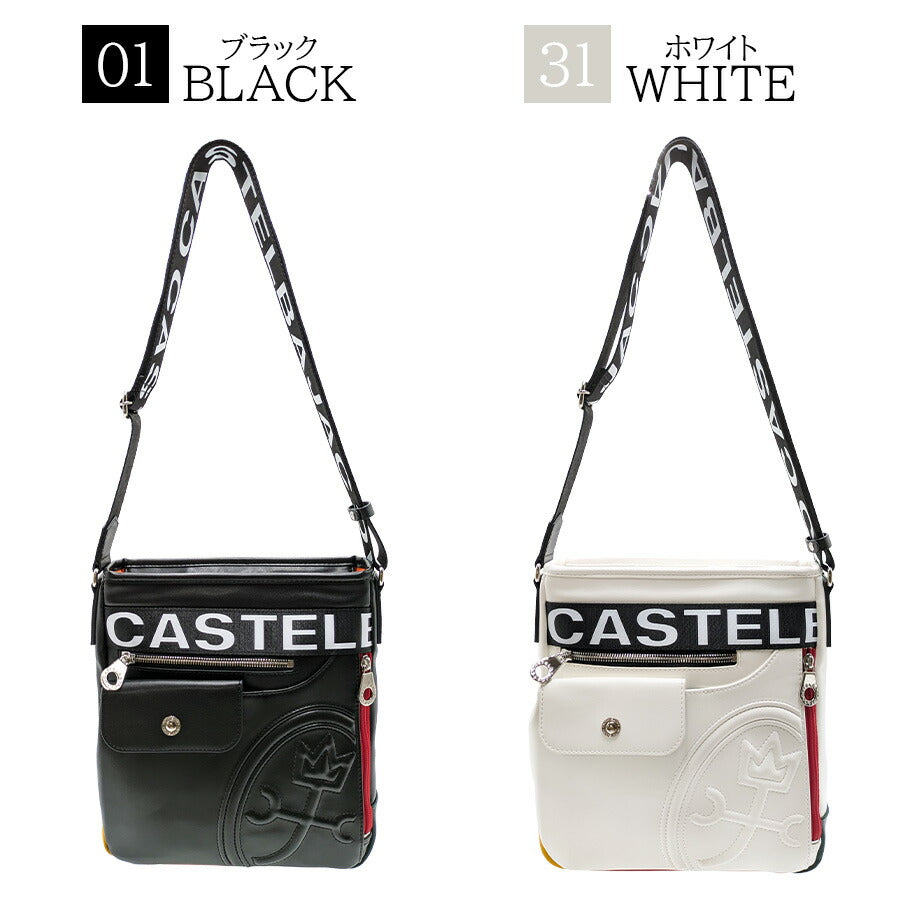 【正規取扱店】【CASTELBAJAC】[ダルトンシリーズ] 026132 タテ型ショルダーバッグ 斜め掛け かばん カバン 鞄 バッグ シンプル カステルバジャック ブラック ホワイト 使いやすい お出かけ 普段使い おしゃれ ギフト プレゼント