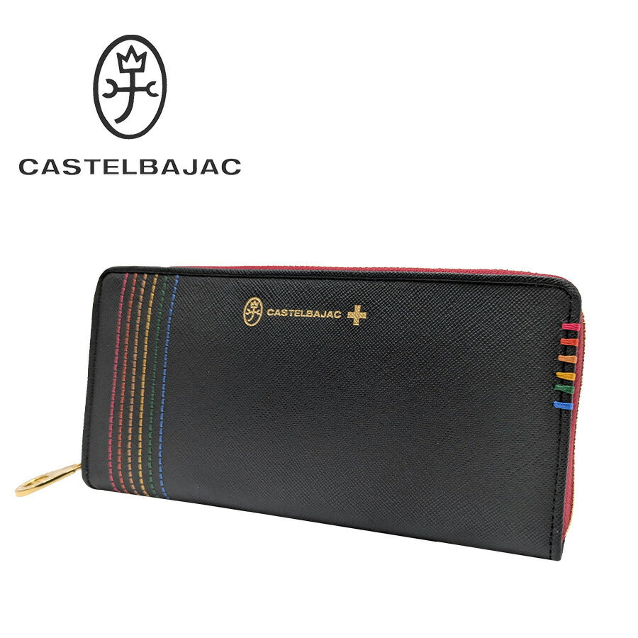 【正規取扱店】【CASTELBAJAC】 [シェストシリーズ] 027683 ラウンド長財布 ウォレット 牛革 クリスマス限定色 カステルバジャック ギフト ブラックレッド