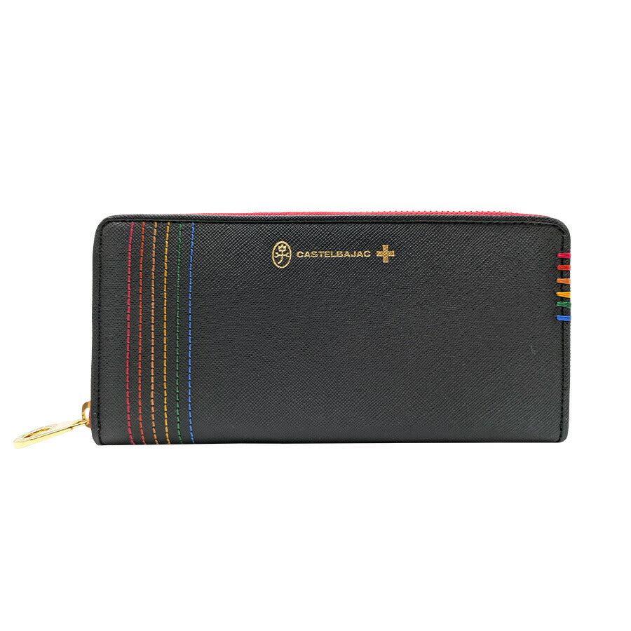 【正規取扱店】【CASTELBAJAC】 [シェストシリーズ] 027683 ラウンド長財布 ウォレット 牛革 クリスマス限定色 カステルバジャック ギフト ブラックレッド