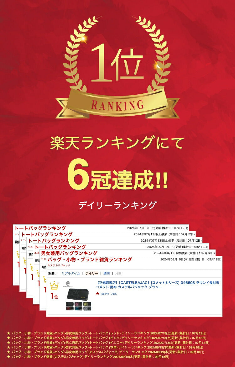 【正規取扱店】【CASTELBAJAC】[コメットシリーズ] 046603 ラウンド長財布 コメット 財布 カステルバジャック ブランド ブラック ピンク イエロー レッド ブルー ホワイト おしゃれ かっこいい 使いやすい 父の日 プレゼント 誕生日 ギフト