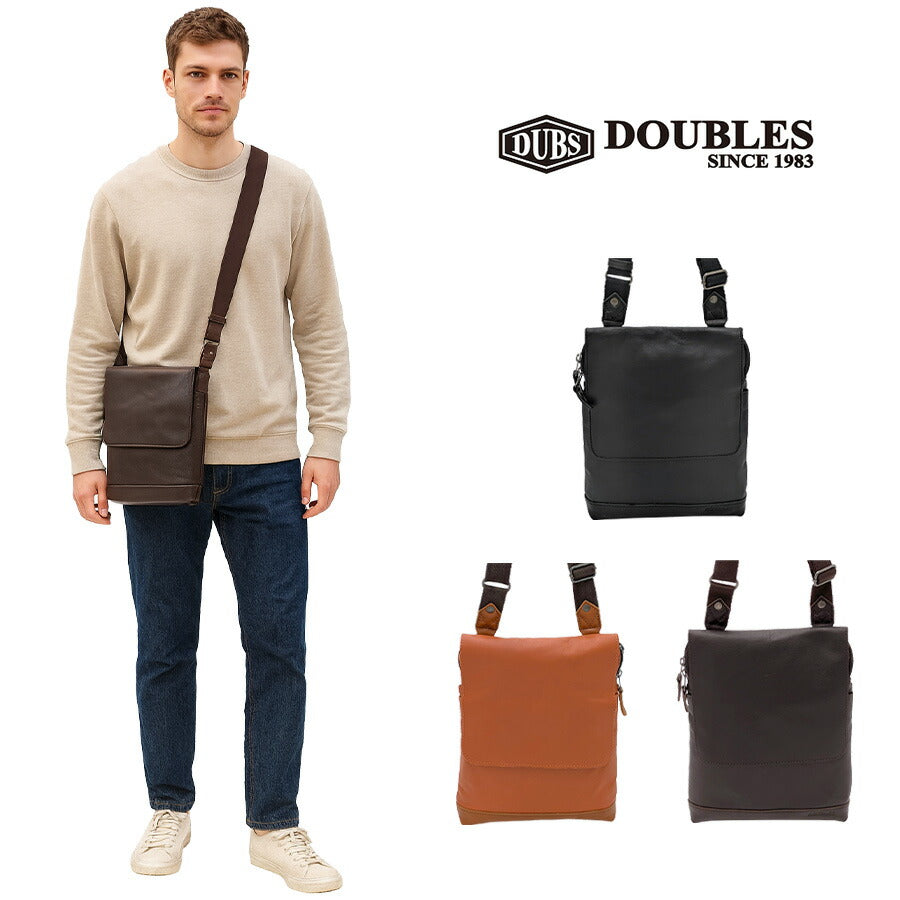 【クリックポスト/時間指定不可】【DOUBLES】jvk1603 縦型ショルダーバッグ 斜め掛け 牛革 長持ち 普段使い ユニセックス ギフト プレゼント ブラック