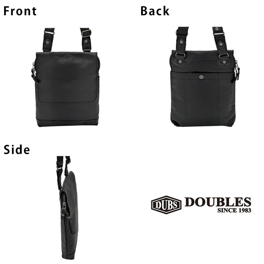 【クリックポスト/時間指定不可】【DOUBLES】jvk1603 縦型ショルダーバッグ 斜め掛け 牛革 長持ち 普段使い ユニセックス ギフト プレゼント ブラック