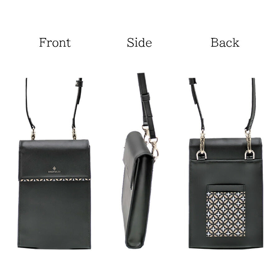 【DRESSTERIOR】866101 チェスキー 牛革 スマホショルダー かばん 本革 ブラック 縦型 コンパクト カジュアル 使いやすい お出かけ 普段使い ユニセックス