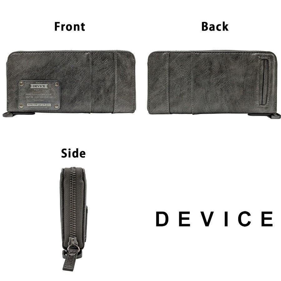 【DEVICE】 dpg60058 ラウンド長財布 ロングウォレット 紳士用財布 多機能 さいふ サイフ かっこいい カジュアル メンズ  ギフト 父の日 贈り物 ブラック