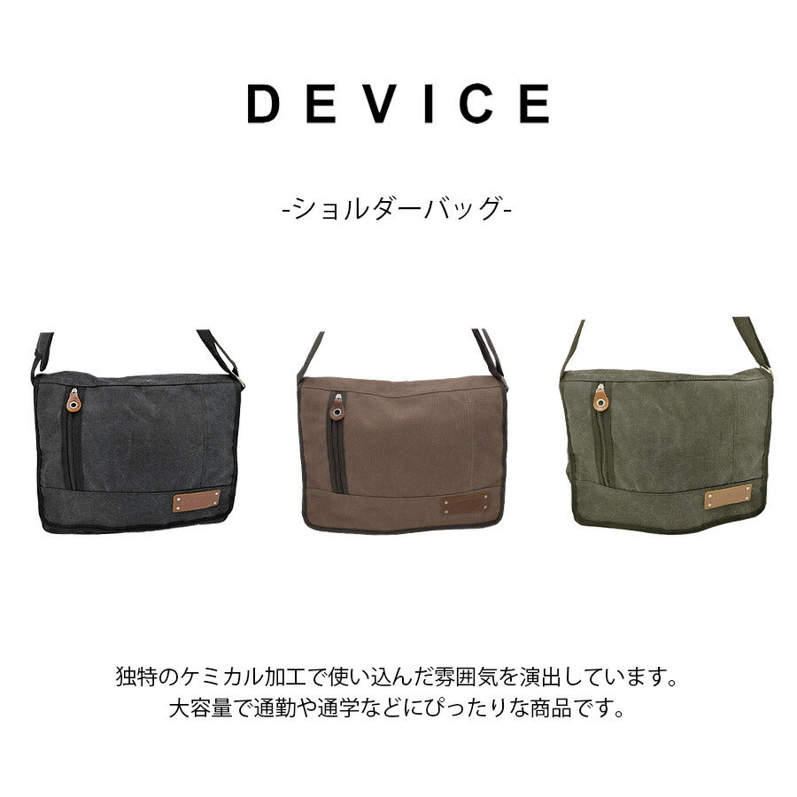 【DEVICE】 hhs1206038 ショルダーバッグ 斜め掛け かばん カバン 鞄 普段使い 使いやすい シンプル ミリタリー メンズ 父の日 プレゼント ギフト ブラック