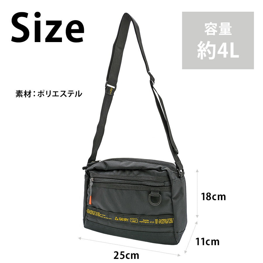 【GERRY】 gat112 スクエアショルダーバッグ かばん カバン バッグ 斜め掛け シンプル おしゃれ お出かけ 便利 使いやすい ユニセックス プレゼント ブラック