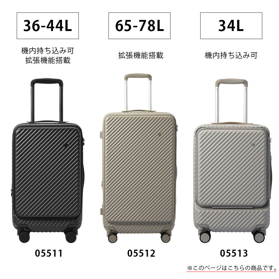 【HaNT】 05513 ココント スーツケース 34L 2〜3泊 キャリーケース 機内持ち込み フロントオープン かわいい シンプル レディース プレゼント ブラック