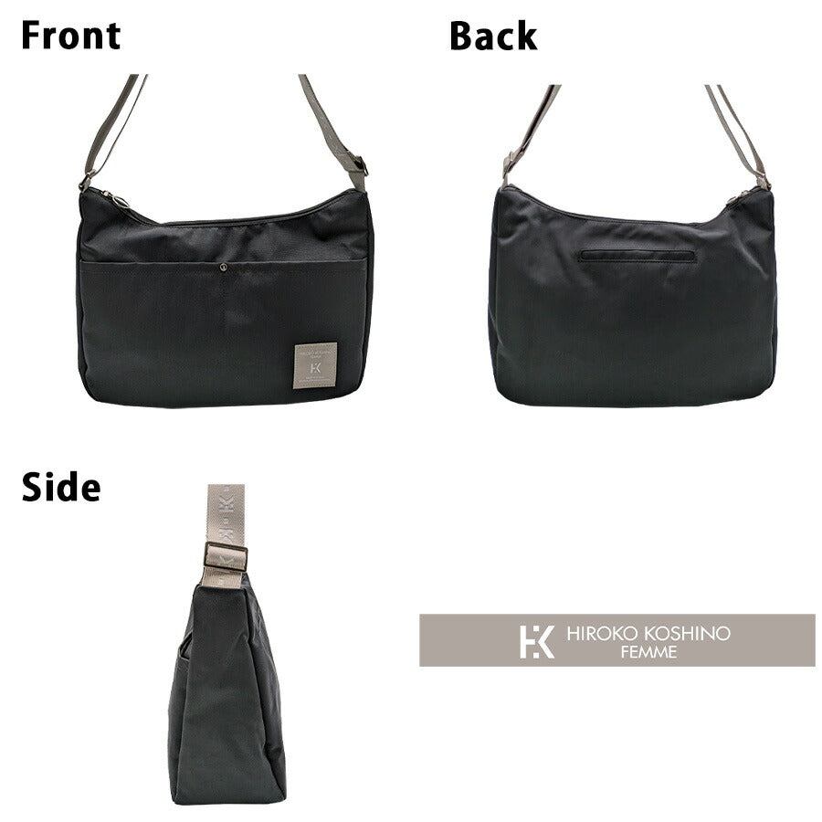 【HIROKO KOSHINO FEMME】 hfa5910 ショルダーバッグL 斜め掛け かばん バッグ ヒロココシノファム 使いやすい レディース ブラック 敬老の日 母の日 ギフト