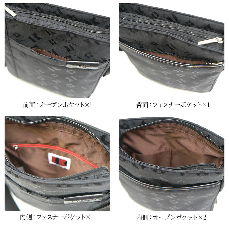 【HIROKO KOSHINO SPORTS】HSBQ3910 スクエア型ショルダーバッグ 斜めがけ かばん カバン ブラック 母の日 敬老の日 プレゼント