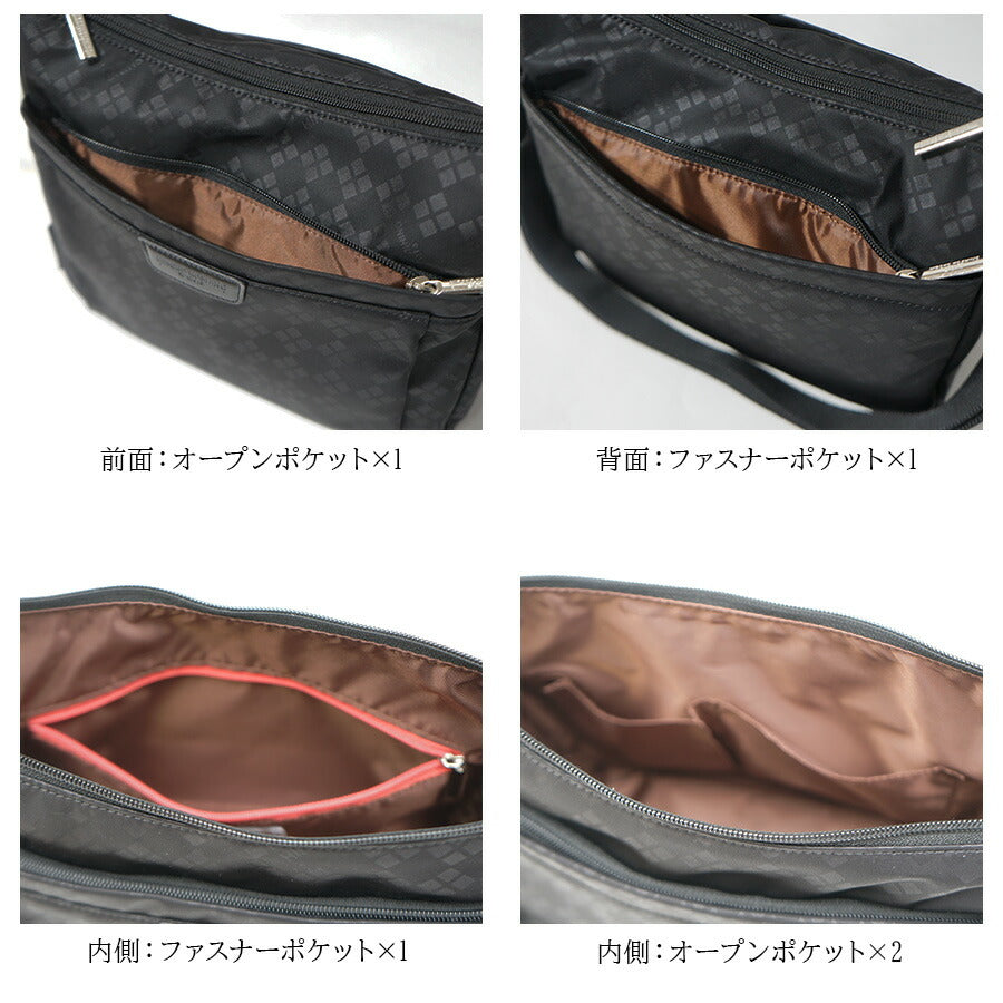 【HIROKO KOSHINO SPORTS】HSBR4520 横型ショルダーバッグ 斜めがけ 横型 かばん カバン 鞄 買い物 コシノヒロコ ヒロココシノスポーツ ブラック チョコ グレージュ かわいい おしゃれ 休日 母の日 敬老の日 プレゼント 誕生日