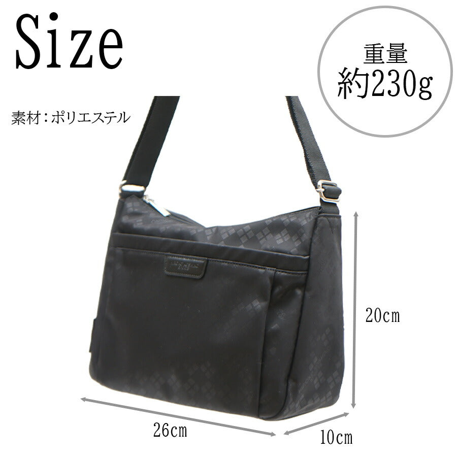 【HIROKO KOSHINO SPORTS】HSBR4520 横型ショルダーバッグ 斜めがけ 横型 かばん カバン 鞄 買い物 コシノヒロコ ヒロココシノスポーツ ブラック チョコ グレージュ かわいい おしゃれ 休日 母の日 敬老の日 プレゼント 誕生日