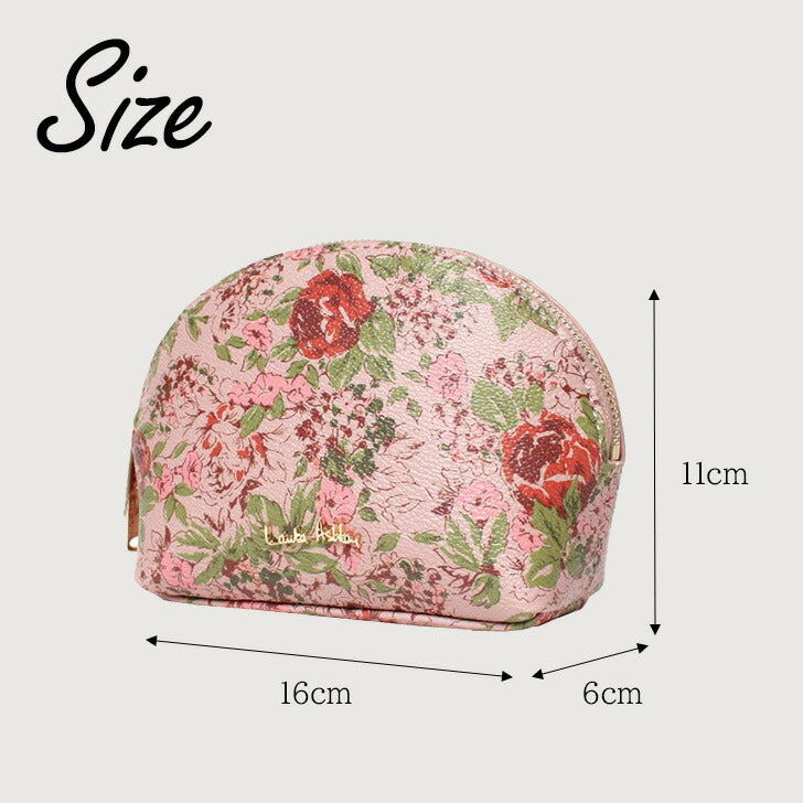 Laura Ashley ローラアシュレイ 自立 プリント柄 ポーチ ILPP-01 自立できる 華やかな 花柄 化粧ポーチ 小物入れ シボ革 プリントデザイン 大人 可愛い Josette Gilly Cransford フラワーデザイン ライトグレー チャコールグレー ブルー グリーン アイボリー ピンク