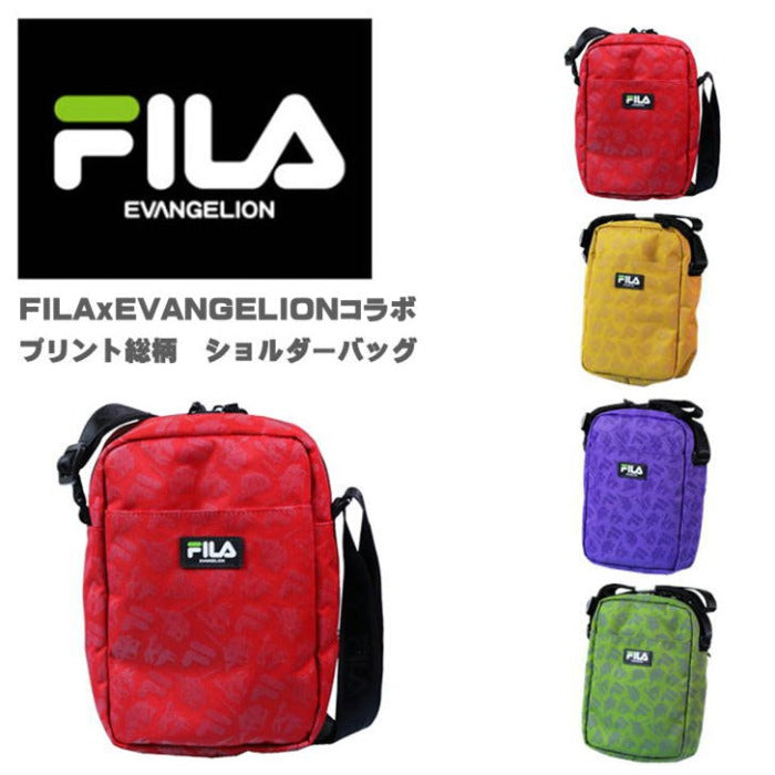 EVANGELION エヴァンゲリオン FILA フィラ コラボ ショルダーバッグ 縦型 斜め掛け 肩掛け コンパクト メンズ レディース 男女兼用 RADIOEVA 8feva3 エヴァ おしゃれ 人気