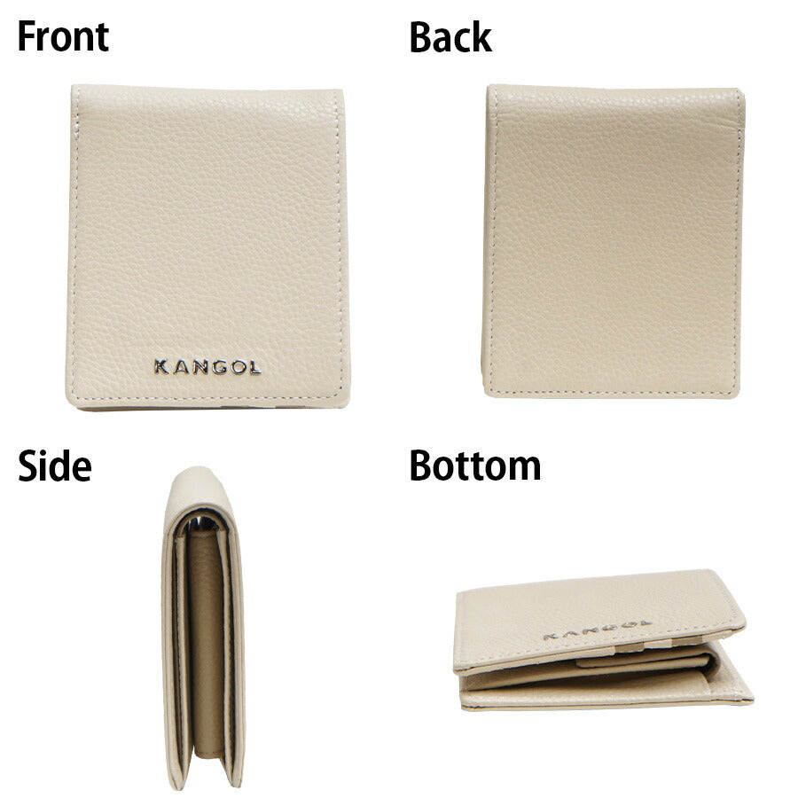 【SNSで話題のレザーケアクリームプレゼント中！】【KANGOL】250-10152 二つ折り財布 財布 折り財布 さいふ サイフ ウォレット コンパクト カジュアル シンプル カンゴール アイボリー 使いやすい かわいい おしゃれ ユニセックス 牛革 シュリンク collonil コロニル