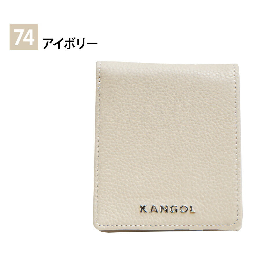 【SNSで話題のレザーケアクリームプレゼント中！】【KANGOL】250-10152 二つ折り財布 財布 折り財布 さいふ サイフ ウォレット コンパクト カジュアル シンプル カンゴール アイボリー 使いやすい かわいい おしゃれ ユニセックス 牛革 シュリンク collonil コロニル
