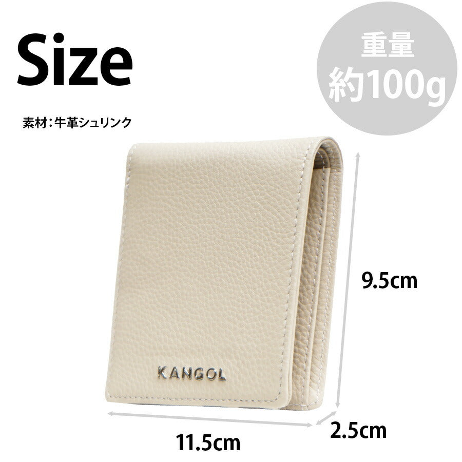 【SNSで話題のレザーケアクリームプレゼント中！】【KANGOL】250-10152 二つ折り財布 財布 折り財布 さいふ サイフ ウォレット コンパクト カジュアル シンプル カンゴール アイボリー 使いやすい かわいい おしゃれ ユニセックス 牛革 シュリンク collonil コロニル