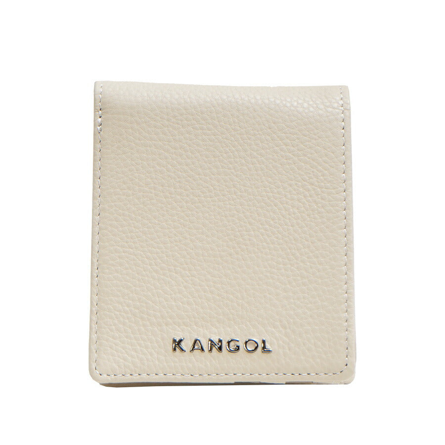 【SNSで話題のレザーケアクリームプレゼント中！】【KANGOL】250-10152 二つ折り財布 財布 折り財布 さいふ サイフ ウォレット コンパクト カジュアル シンプル カンゴール アイボリー 使いやすい かわいい おしゃれ ユニセックス 牛革 シュリンク collonil コロニル
