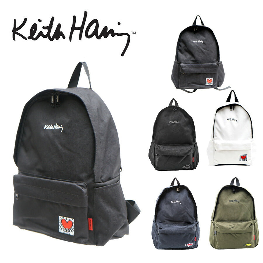 【KeithHaring】リュック 大容量 キースへリング 15605 14L デイパック Mサイズ バックパック シンプル ロゴ ブラック プレゼント ユニセックス