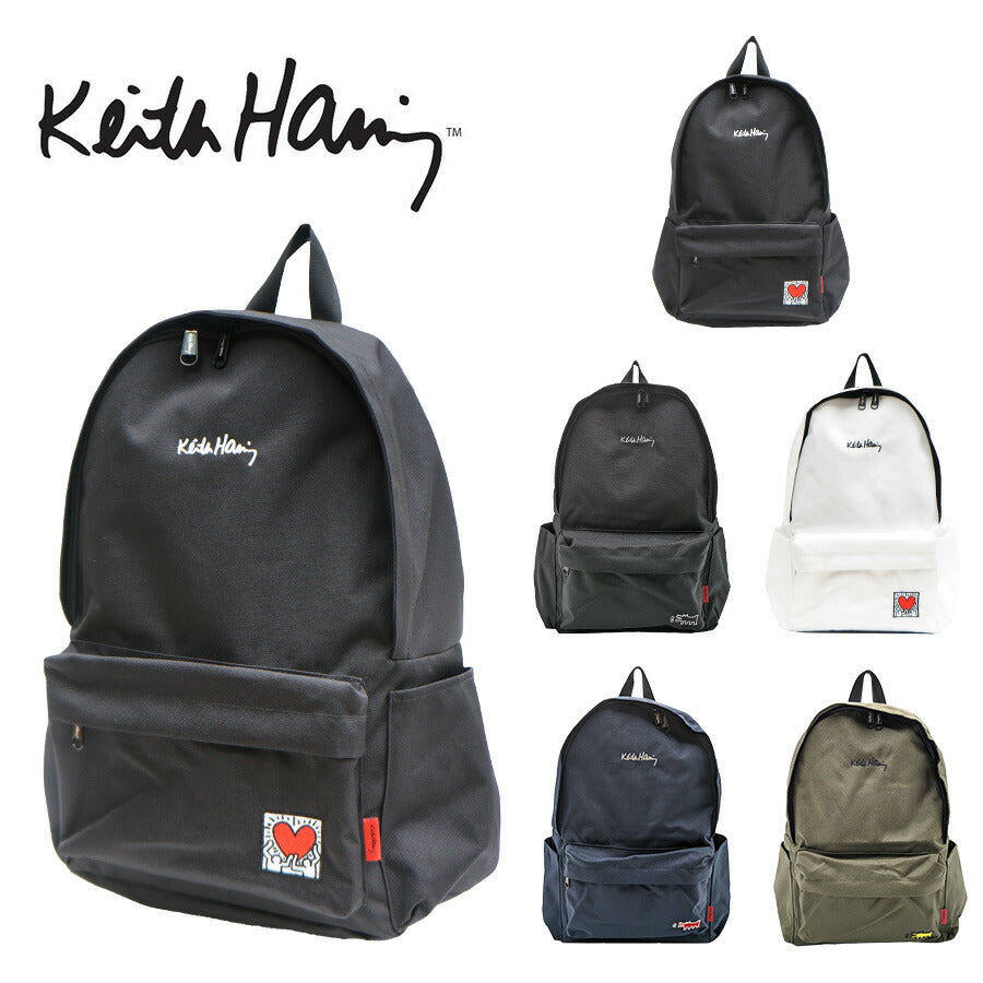 【KeithHaring】リュック 大容量 キースへリング 15606 20L デイパック Lサイズ バックパック シンプル ロゴ ブラック プレゼント ユニセックス
