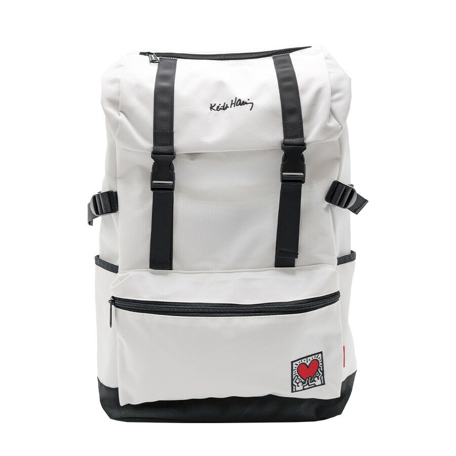 【KeithHaring】リュック 大容量 15611 フラップリュック 鞄 かばん カバン バッグ バックパック キースへリング 普段使い 使いやすい 通勤 通学 プレゼント 贈り物 ギフト