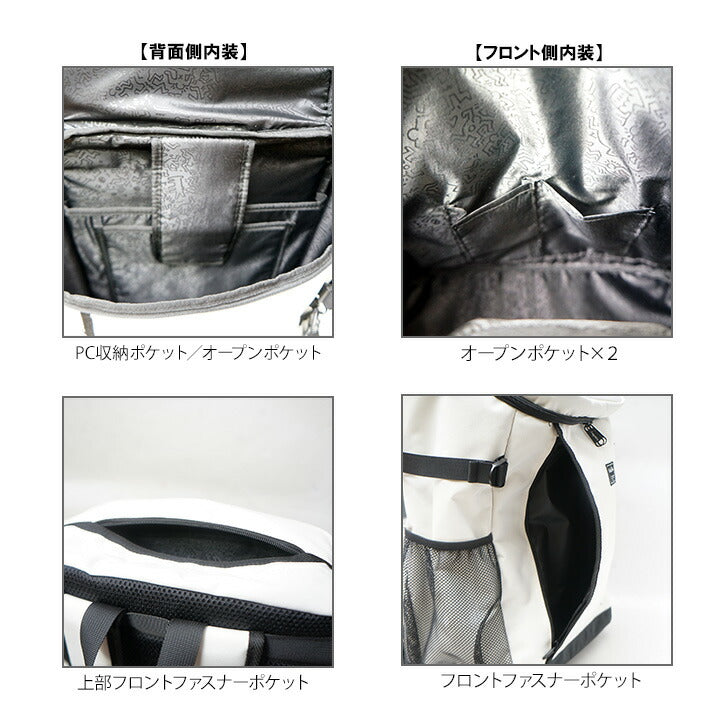 【KeithHaring】リュック 大容量15710 スクエアバックパック35L リュック 鞄 カバン 通学 スクール キースヘリング ユニセックス ブラック