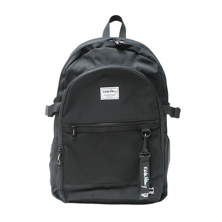 【KeithHaring】リュック 大容量15713 スクエアバックパック32L  鞄 カバン 通学 スクール キースヘリング ユニセックス ブラック ストリート 普段使い 大容量 高校生 大学生