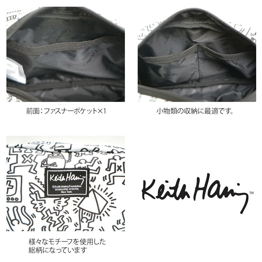 【KeithHaring】15800 ボックスポーチ ポーチ 小物入れ 化粧ポーチ キースヘリング ユニセックス 男女兼用 ブラック ホワイト 使いやすい かわいい ストリート 普段使い 学生 中学生 高校生 大学生