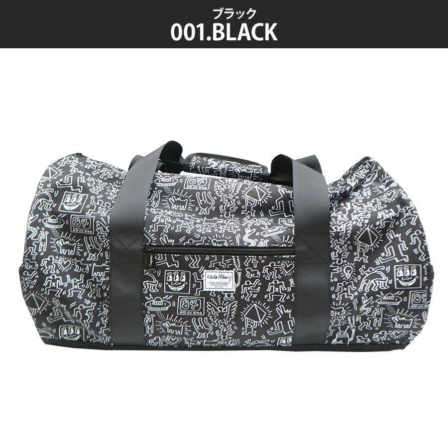 【KeithHaring】15807 2WAYダッフルバッグL 鞄 ボストンバッグ 部活 旅行 修学旅行 キースヘリング ユニセックス 男女兼用 ブラック ホワイト 使いやすい かわいい ストリート 便利 中学生 高校生 大学生