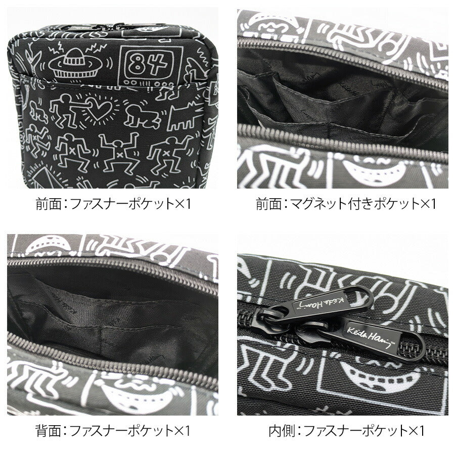 【KeithHaring】 15808 スクエアポーチ 化粧ポーチ 小物入れ キースへリング 普段使い 使いやすい 便利 プレゼント 贈り物 ギフト かわいい ユニセックス