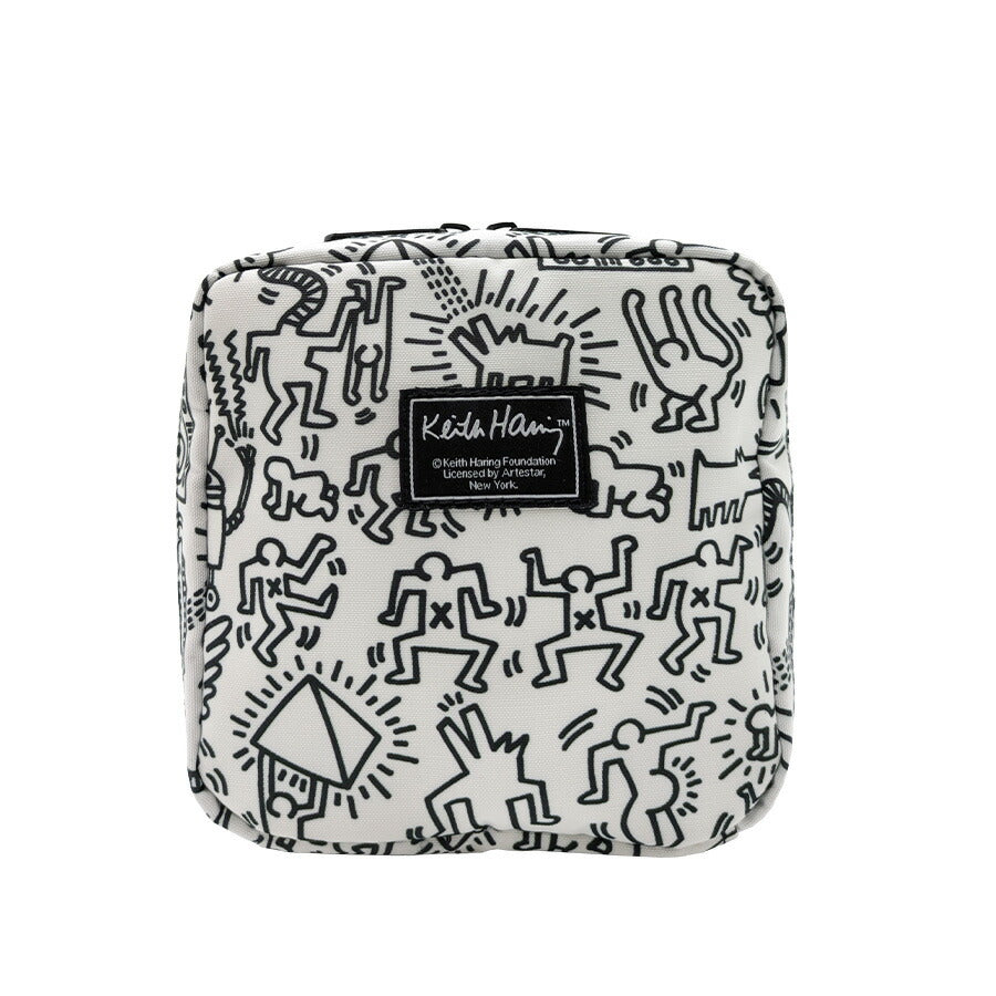 【KeithHaring】 15808 スクエアポーチ 化粧ポーチ 小物入れ キースへリング 普段使い 使いやすい 便利 プレゼント 贈り物 ギフト かわいい ユニセックス