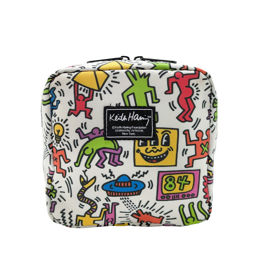 【KeithHaring】 15808 スクエアポーチ 化粧ポーチ 小物入れ キースへリング 普段使い 使いやすい 便利 プレゼント 贈り物 ギフト かわいい ユニセックス