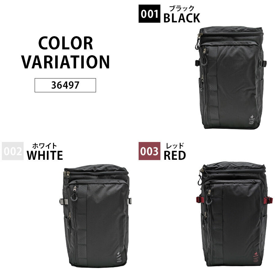 【le coq sprotif】リュック 大容量 36497 35L スリムスクールリュック バックパック 通勤 通学 カジュアル シンプル 中高生 大学生 ユニセックス プレゼント ギフト ブラック
