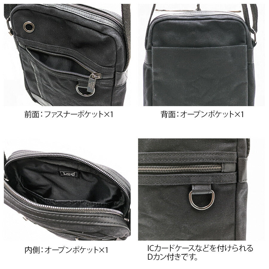 【Lee】320-04030 パラフィン 縦型ミニショルダー メンズ バッグ 鞄 カバン かばん 斜め掛け シンプル リー ブラック チョコ カーキ 使いやすい 普段使い プレゼント ギフト おしゃれ