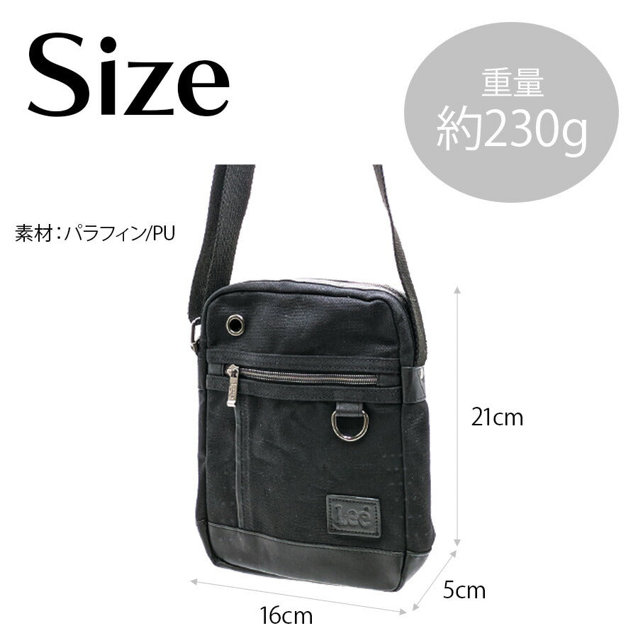 【Lee】320-04030 パラフィン 縦型ミニショルダー メンズ バッグ 鞄 カバン かばん 斜め掛け シンプル リー ブラック チョコ カーキ 使いやすい 普段使い プレゼント ギフト おしゃれ